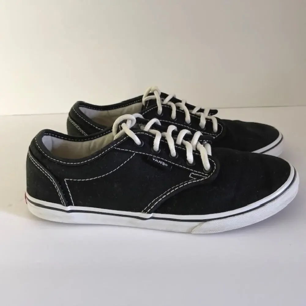 Vans Authentic Black Canvas Lace Up Sneakers Boys Size 6 Classic Skate Shoes